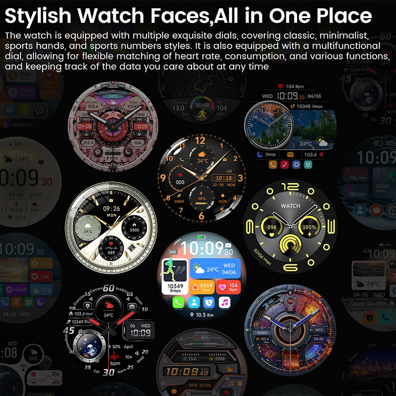 2025 Novo para Android e iOS Smart Watch Masculino Tela AMOLED GPS Trajetória de movimento Frequência cardíaca Bluetooth Chamadas SmartWatch à prova d'água