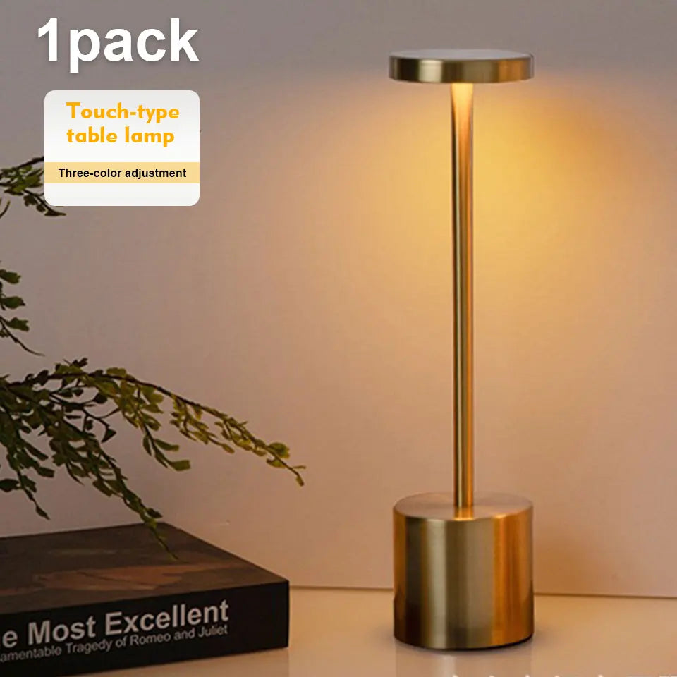 Abajur de mesa USB recarregável sem fio, abajur com luz noturna sensível ao toque, decoração para casa, abajur retrô portátil para quarto