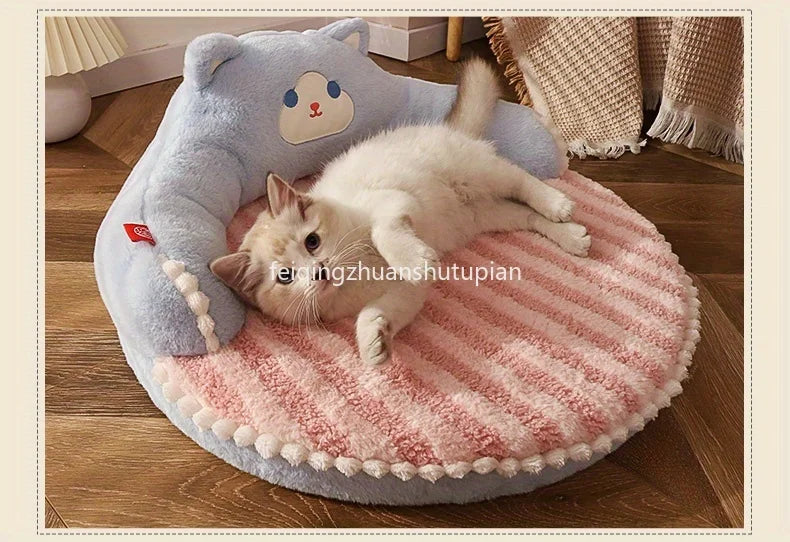 Soft Durable Round Cat Bed For Small Dogs And Cats - Removable Pet Mat And Mattress For Indoor And Outdoor Use