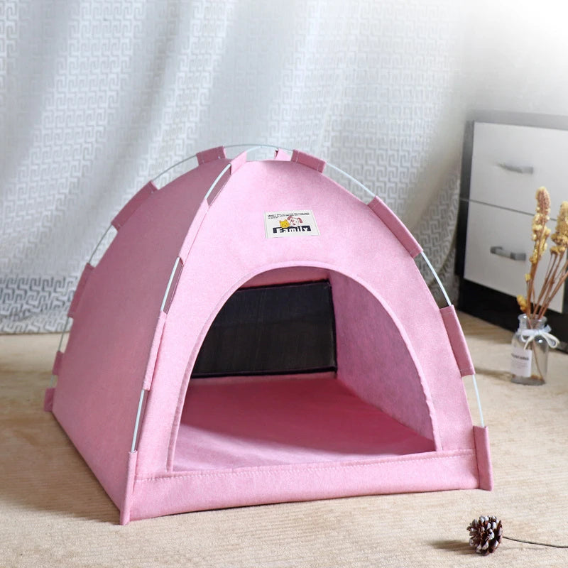 Casa dobrável para gatos, tenda para animais de estimação, quatro estações, ninho universal para gatos e cães, tapete refrescante de verão, portátil, dobrável e respirável para áreas externas