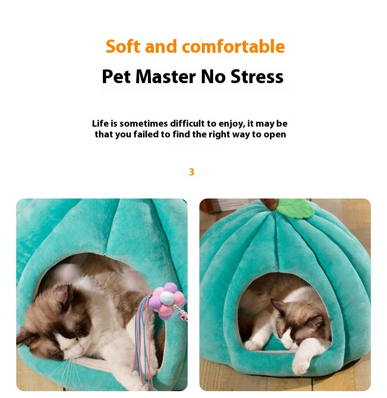 Ninho para gatos, casinha fechada para gatos, ninho para animais de estimação, quente e espesso, ninho para cães com sono profundo, suprimentos para animais de estimação, cama fechada para gatos, tendas para gatos