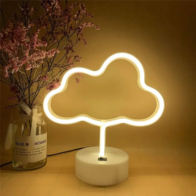 Luz de neon LED USB para letreiro, lâmpada noturna de flamingo para festas de Natal, decoração de casamento, presente para casa, luz de neon em forma de coração