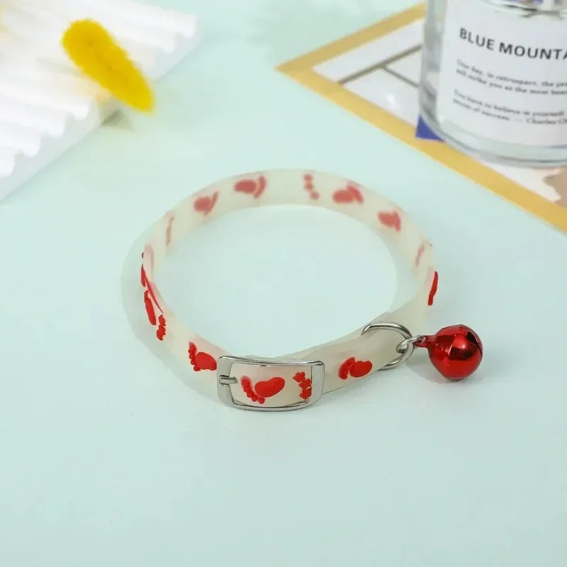 Colar luminoso para gatos, coleira pequena para cães, anti-perda, colar de silicone fluorescente, anel de pescoço, acessórios para animais de estimação