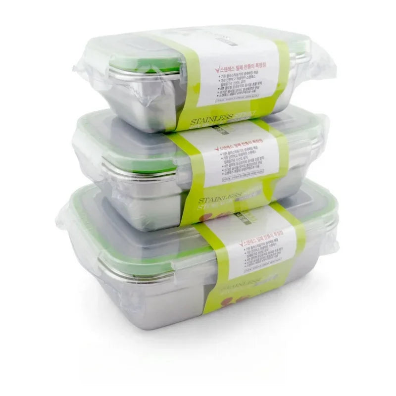 Caixa de armazenamento refrigerada de aço inoxidável 304, caixa de almoço selada à prova de vazamentos, caixa de frutas com tampa, recipiente para bolinhos, caixa de armazenamento refrigerada