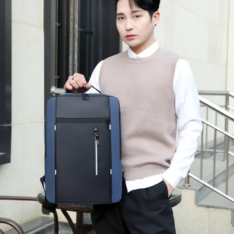 Mochilas escolares masculinas à prova d'água para laptop, mochilas escolares com entrada USB de 15,6 polegadas, mochilas de grande capacidade para homens