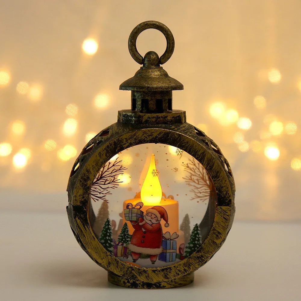 Lâmpada LED 2025 Decoração Natal Lanterna Portátil Papai Noel Árvore de Natal Luzes de Vento Pingente Navidad Natal Ano Novo Decoração