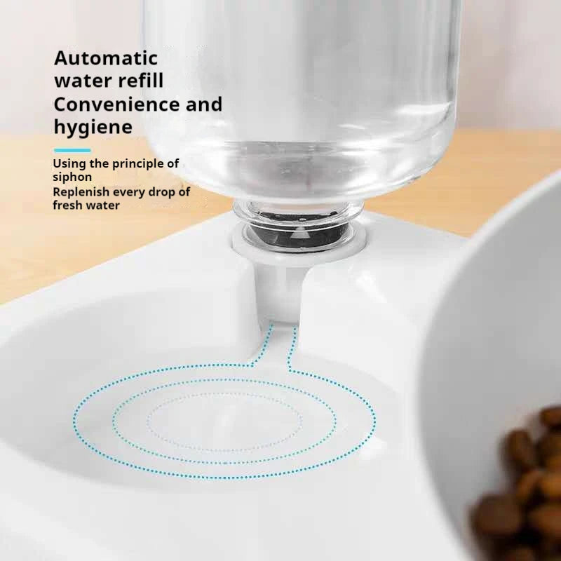 Tigelas duplas para cães e gatos, tigelas para água e comida inclinadas 15 graus, tigelas elevadas para gatos com garrafa de água automática - alimentador para animais de estimação