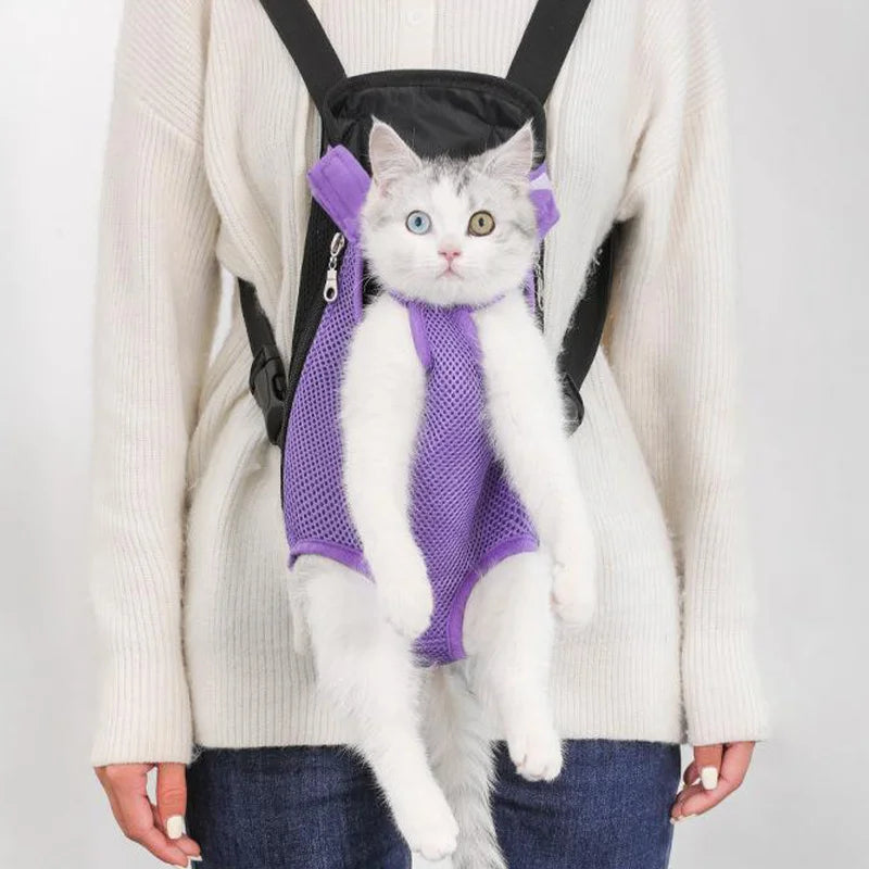 Bolsa de transporte ajustável para gatos, mochila de ombro duplo para animais de estimação, bolsa portátil para viagens ao ar livre, acampamento, caminhada, bolsa para gatos e cachorros