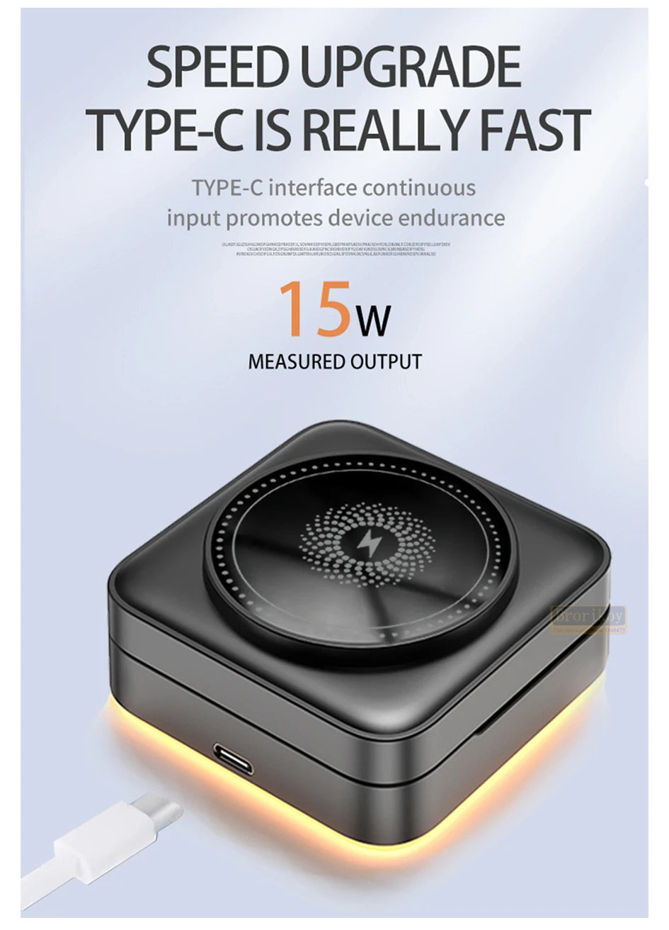 Suporte magnético dobrável 3 em 1 para carregador sem fio para iPhone 16, 15, 14, 13, 12, iWatch 9, AirPods 3 e 2, suporte para estação de carregamento rápido