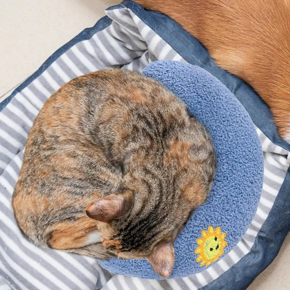 Almofadas para cães Almofada macia para cães Almofada decorativa Meio donut Brinquedo calmante para animais de estimação Almofada para filhotes Padrão bordado Almofada para cama de cachorro