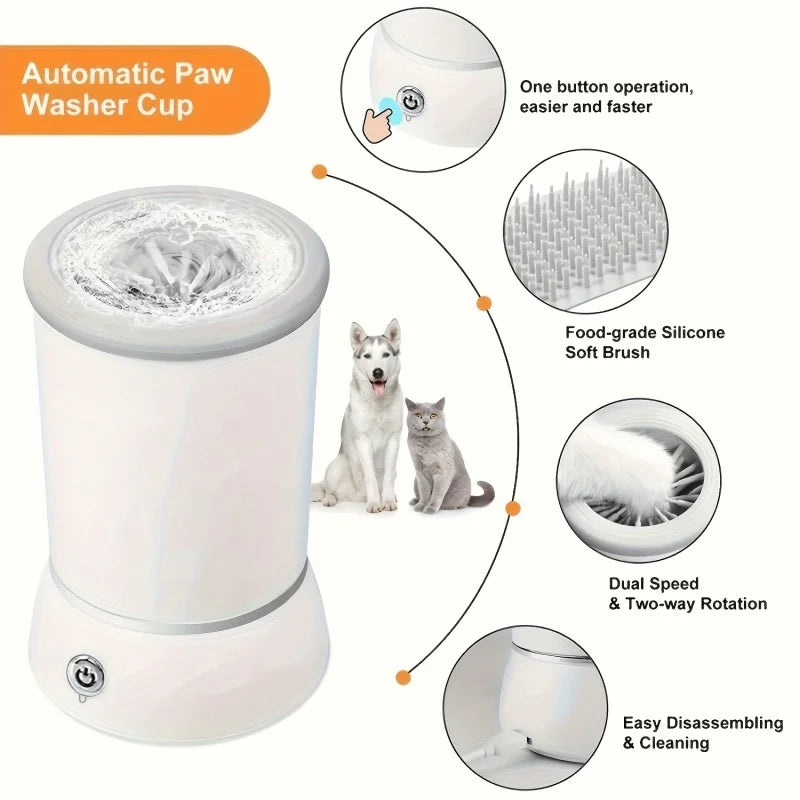 Lavador elétrico para patas de animais de estimação, limpador automático para patas de animais de estimação, copo portátil, rápido e silencioso, limpador para patas de cães e gatos
