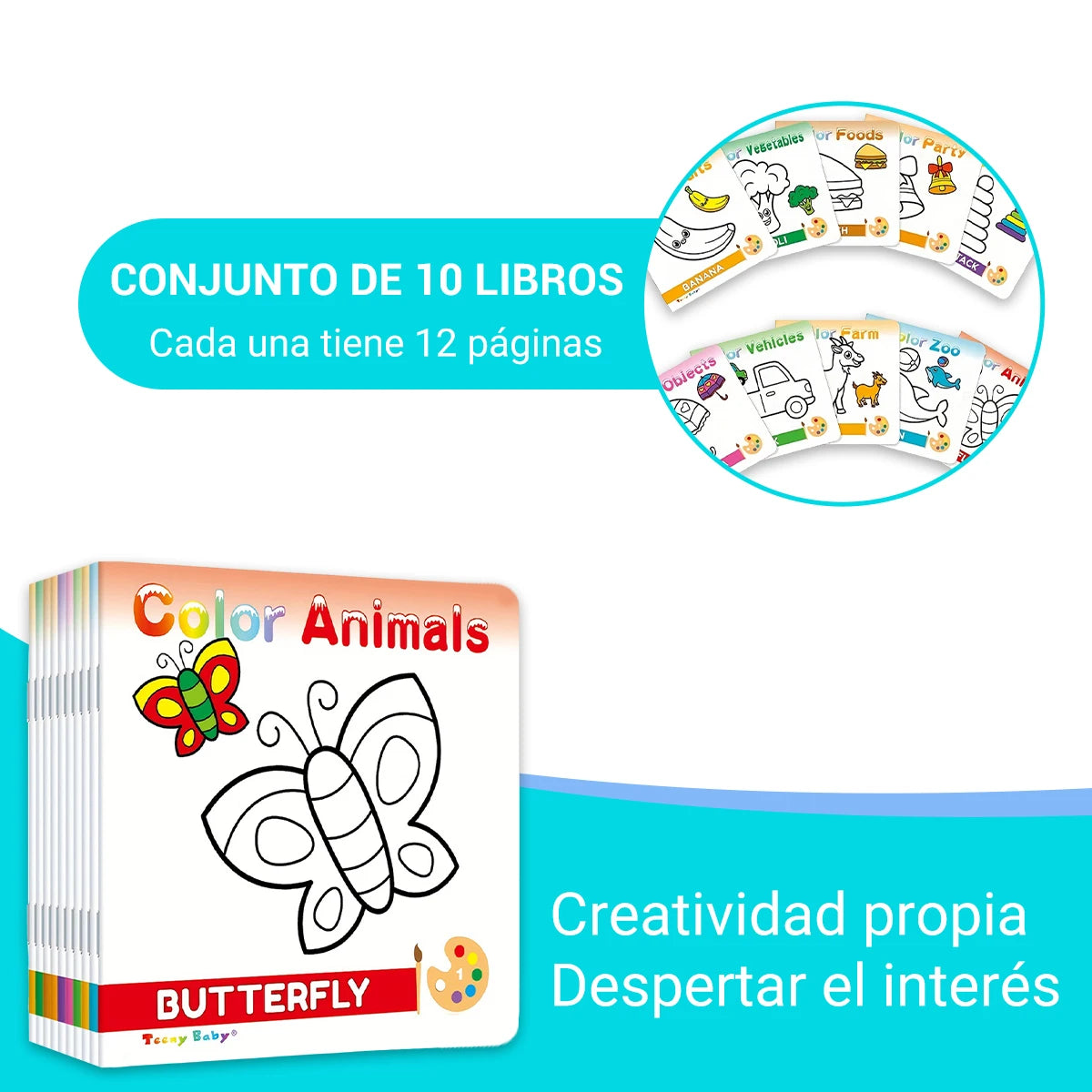 1 conjunto de 10 livros de colorir para desenho simples de rastreamento de caligrafia infantil, aprendizagem de desenho simples e coloração DIY