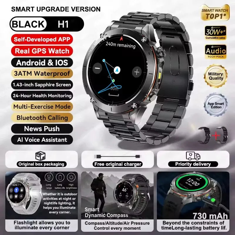 Novo relógio inteligente Xiaomi IOS Ultra GPS 2025, à prova d'água, 10ATM, com bússola GNSS de banda dupla integrada, esportivo militar, masculino, pulseira de natação