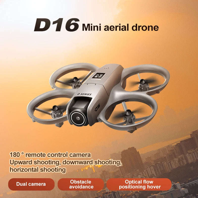 Mini drone Xiaomi D16 com câmera HD 8K ajustável de 180° e WiFi com fluxo de luz, drone de bolso para evitar obstáculos, quadricóptero RC