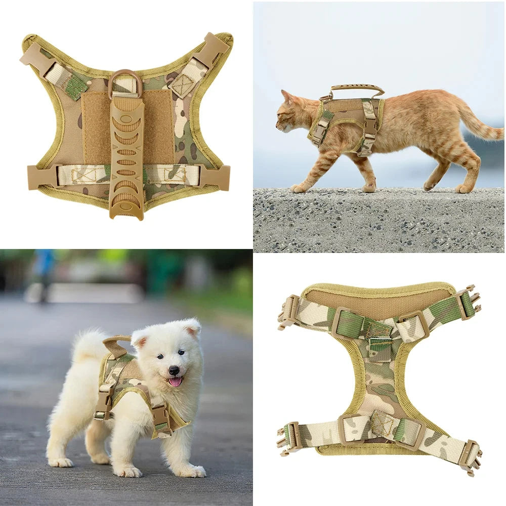 Arnês tático para cães de raças pequenas, colete ajustável para cães de serviço militar, acessórios para treinamento e trabalho