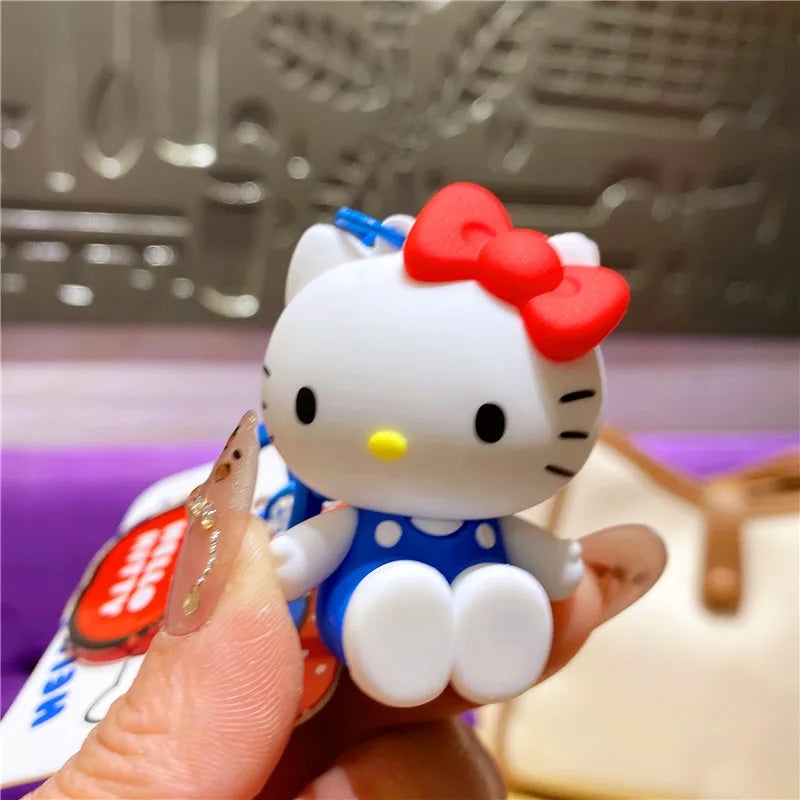 Atacado Sanrio Chaveiro Hello Kitty Mochila Escolar Pingente Kawaii Kt Vermelho Azul Branco Desenho Animado Chave Kitty TV Chaveiro com Contas Presente para Meninas