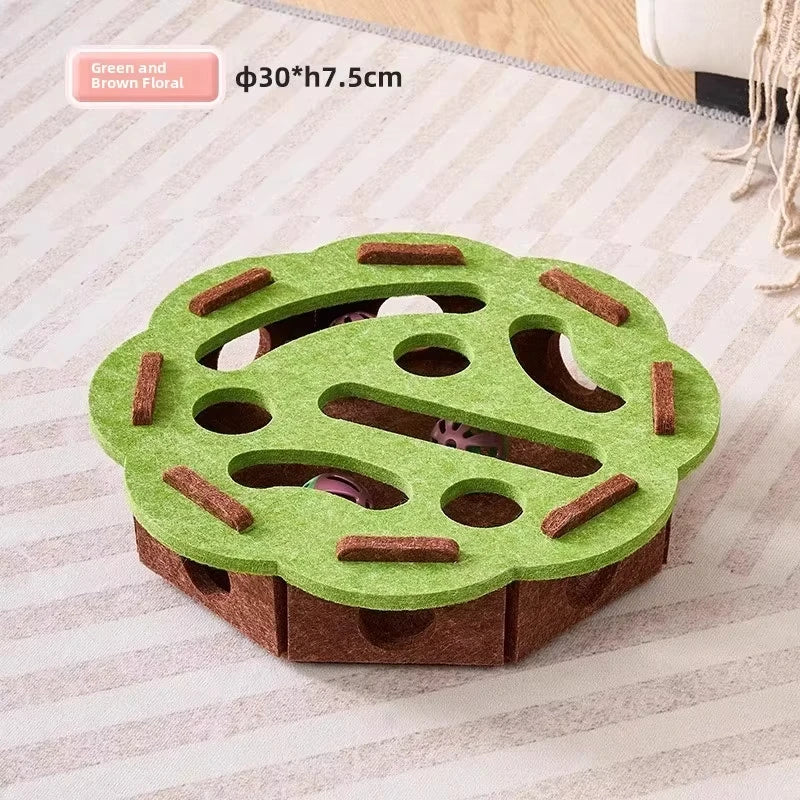 Brinquedo de quebra-cabeça para gatos, caixa de feltro, brinquedo de exercício para gatos com bola, entretenimento esportivo interno, brinquedos de caça para gatos domésticos