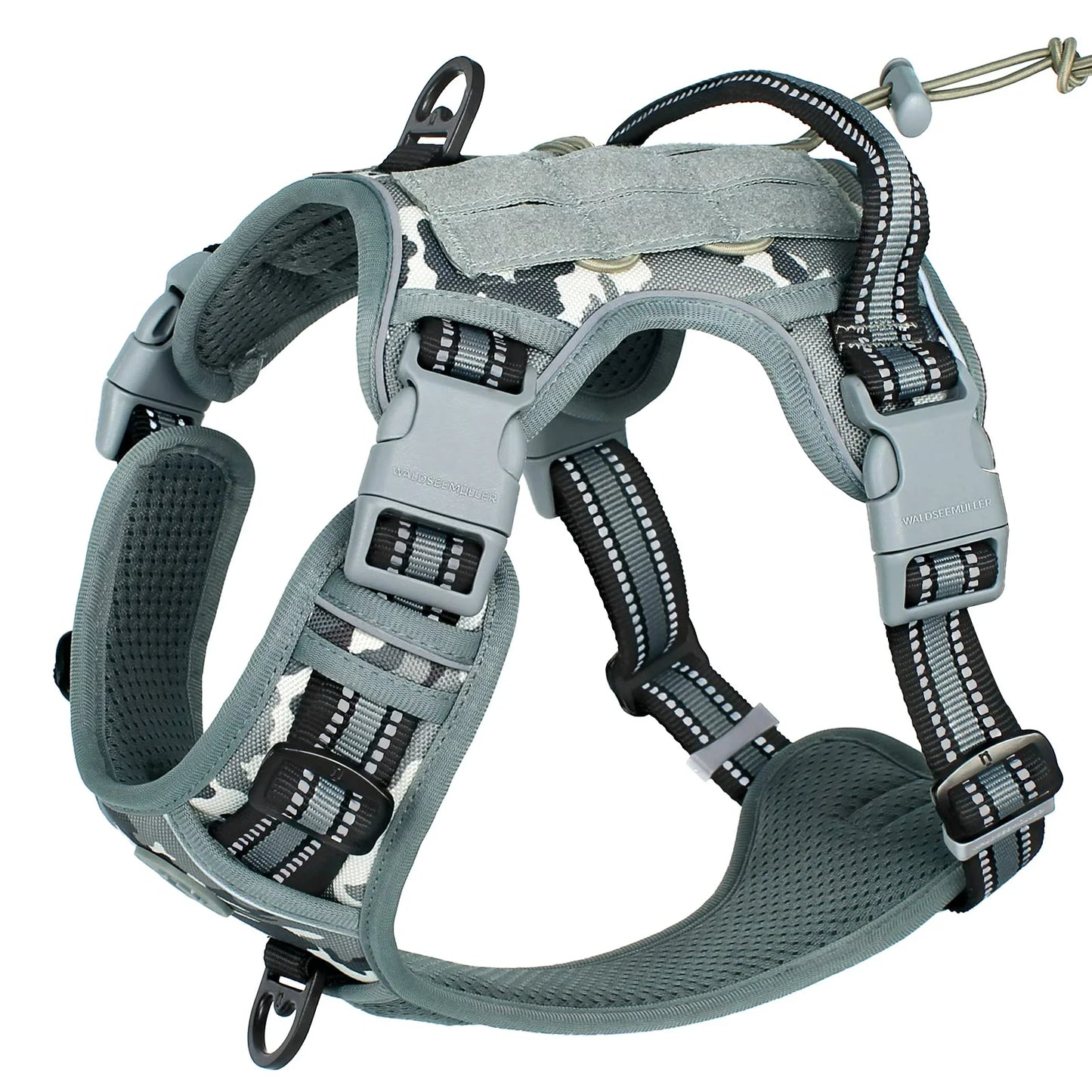 Arnês tático para cães, sem puxar, ajustável e respirável, colete MOLLE para cães de médio e grande porte, refletivo, militar