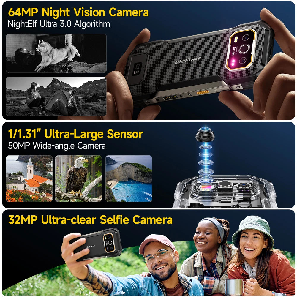 Ulefone Armor 27T Pro 5G, telefone robusto, 10600mAh, Android 14, smartphone com câmera noturna de 50MP+64MP, 6,78" 120Hz, 24GB+256GB NFC