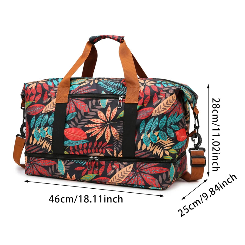 Bolsa de viagem masculina e feminina de grande capacidade para bagagem de mão, separação seco-molhado, bolsa esportiva de fitness, pacote de viagem de curta distância