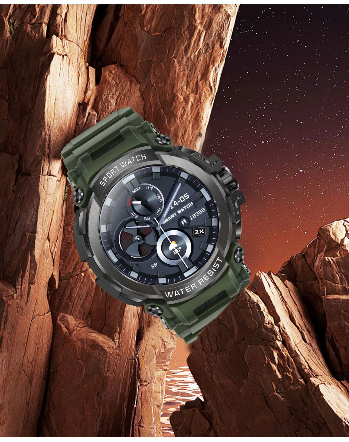 Novo Smartwatch Masculino 2025 com Tela HD de 1,5" e Chamadas Militares, IP68 à Prova D'água, 100 Modos Esportivos, com Bateria Grande de 600mAh