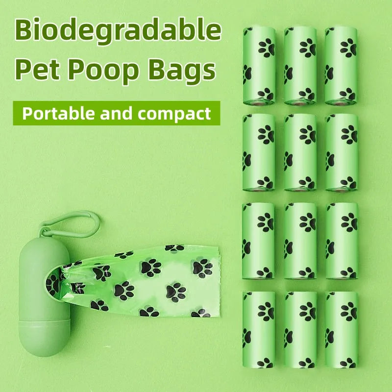 Sacos para cocô de cachorro biodegradáveis à prova de vazamentos, sacos para resíduos de animais de estimação para passear com o cachorro, limpeza ao ar livre, dispensador de sacos de areia para gatos, pacote a granel