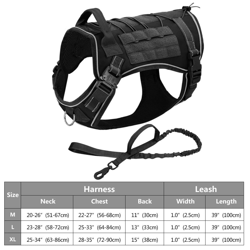 Arnês tático para cães, ajustável, sem puxar, para treinamento militar de animais de estimação, colete Molle com alça para cães de médio e grande porte, para caminhadas ao ar livre