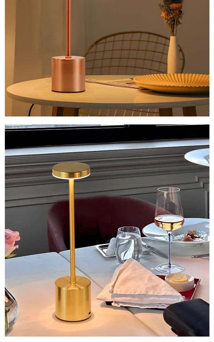 Luminária de mesa LED com sensor de toque, luz noturna de mesa, recarregável, sem fio, lâmpada de leitura, 3 cores, ajustável, luz ambiente criativa