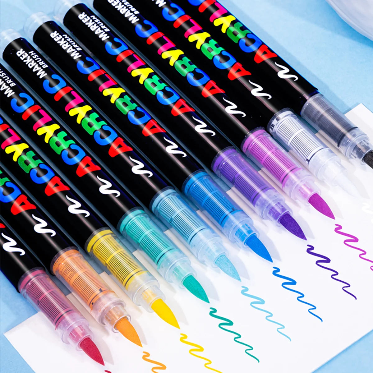 Conjunto de marcadores profissionais para artistas, 12-240 cores/caixa - Marcadores acrílicos líquidos de ponta macia para desenho em linha reta, pintura artística de grafite faça você mesmo