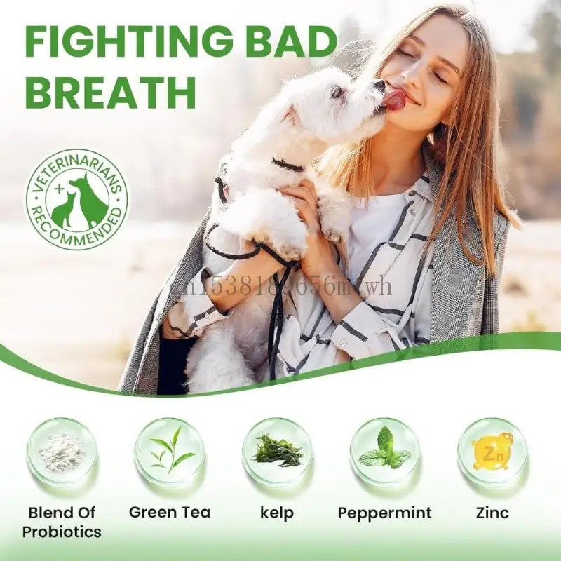 Pó para limpeza de dentes de animais de estimação, hálito refrescante para cães, ferramenta de limpeza de dentes de cães fácil de usar, cuidado com os dentes de gatos B03D