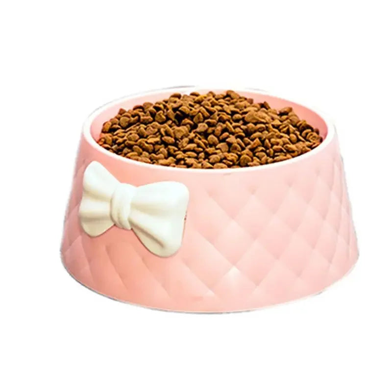 Tigelas de comida para cães de estimação, tigela de alimentação para filhotes com laço adorável, tigela de alimentação para gatos com laço para água, tigelas de alimentação para animais de estimação com laço doce princesa