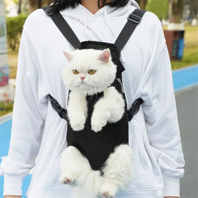Bolsa de transporte ajustável para gatos, mochila de ombro duplo para animais de estimação, bolsa portátil para viagens ao ar livre, acampamento, caminhada, bolsa para gatos e cachorros