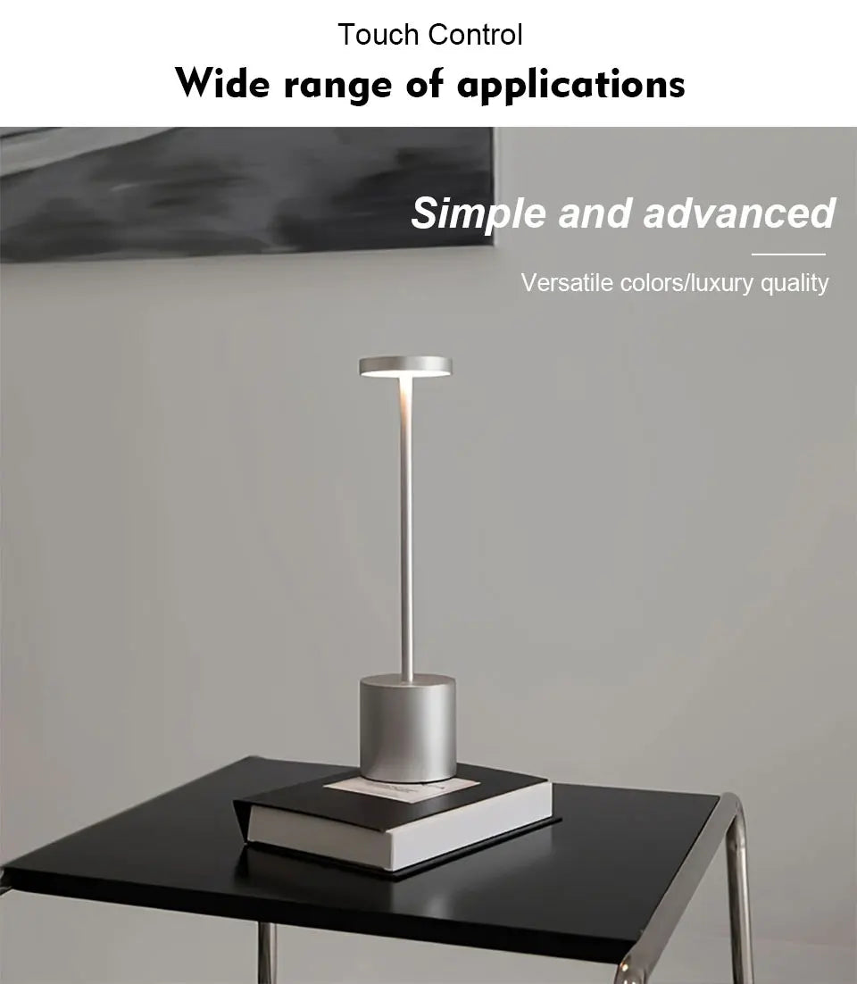 Abajur de mesa USB recarregável sem fio, abajur com luz noturna sensível ao toque, decoração para casa, abajur retrô portátil para quarto