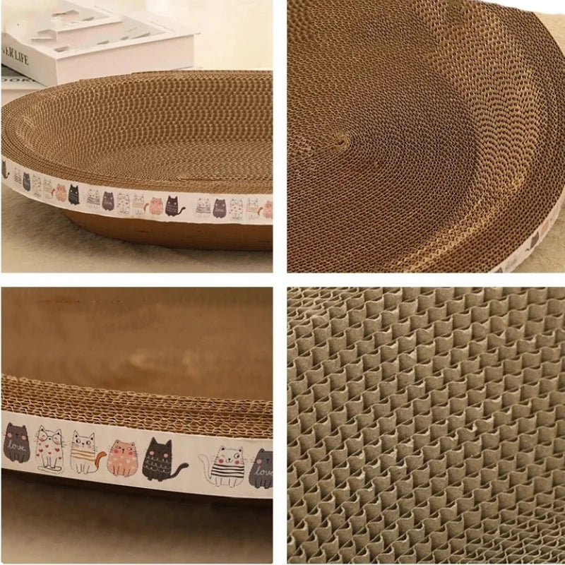Arranhador de gato ondulado de papelão oval para gatos, tigela, ninho para cama interna, garra de trituração, placa de arranhar para gatos redonda