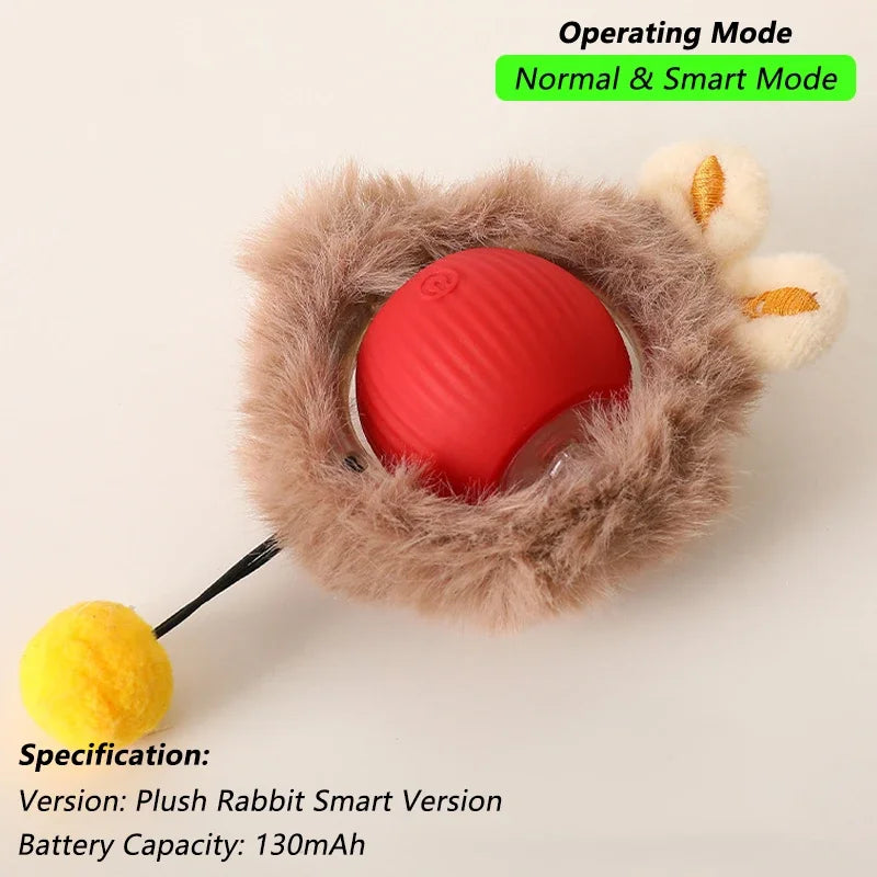 Bola de brinquedo interativa para gatos, bola rolante automática com cauda, brinquedo interativo inteligente recarregável para animais de estimação, rato inteligente para gatos