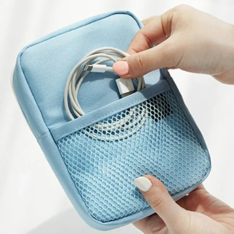 Carregador portátil de viagem, cabo de fone de ouvido, bolsa digital, bolsa de armazenamento, organizador de gadgets de viagem, acessórios eletrônicos, estojo de armazenamento