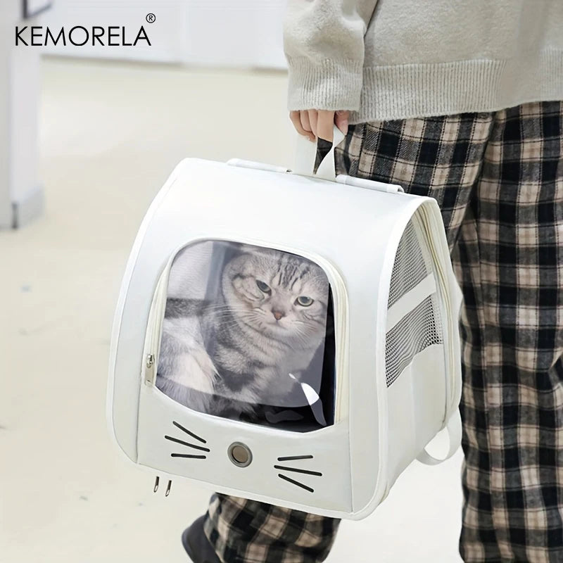 Mochila para transporte de animais de estimação KEMORELA Mochila grande para gatos Mochila transparente respirável Bolsa portátil Mochila para suprimentos para cães e gatos