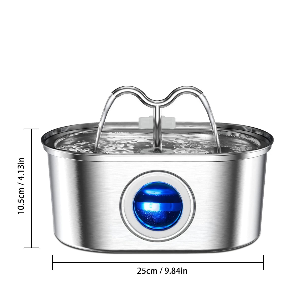 Bebedouro automático para gatos e cães, 108 oz/3,2 l, em aço inoxidável, com luz LED e bomba silenciosa