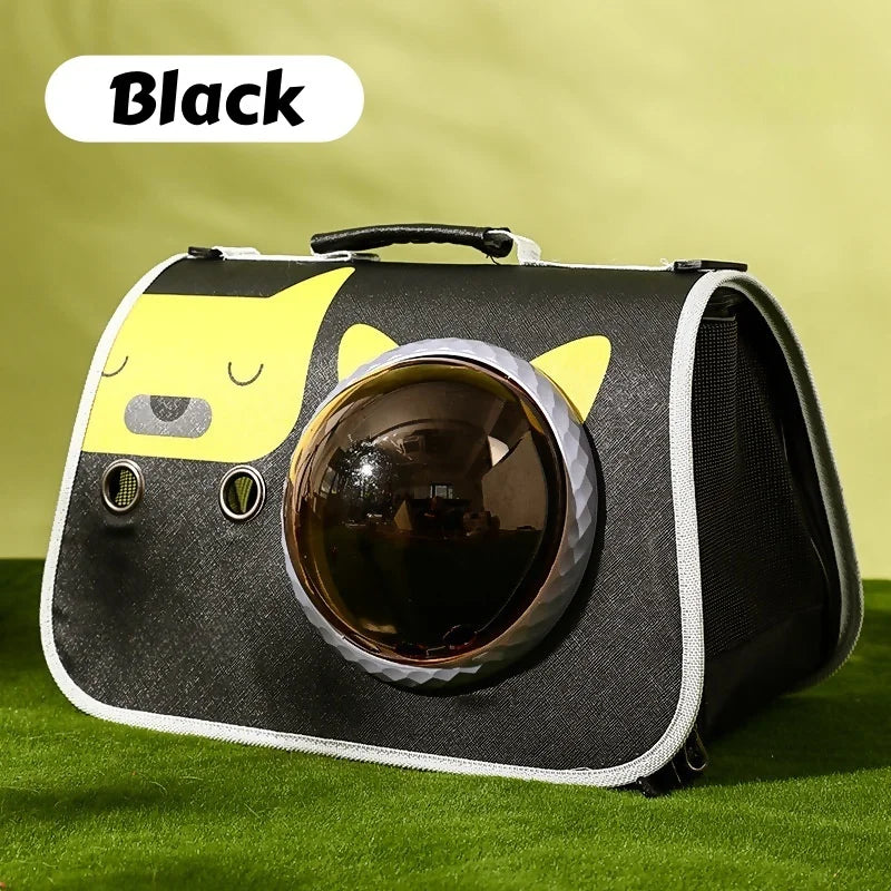 Mochila dobrável para transporte de gatos – Design fofo de desenho animado com aberturas de ventilação e alça de ombro, bolsa de viagem para animais de estimação para gatos