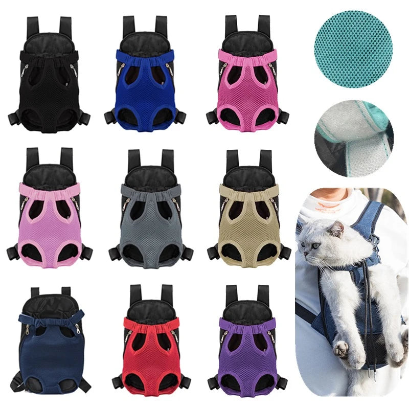 Mochila de transporte para cães de estimação, bolsa frontal de malha respirável e portátil para viagem, para cães pequenos e gatos, uso ao ar livre
