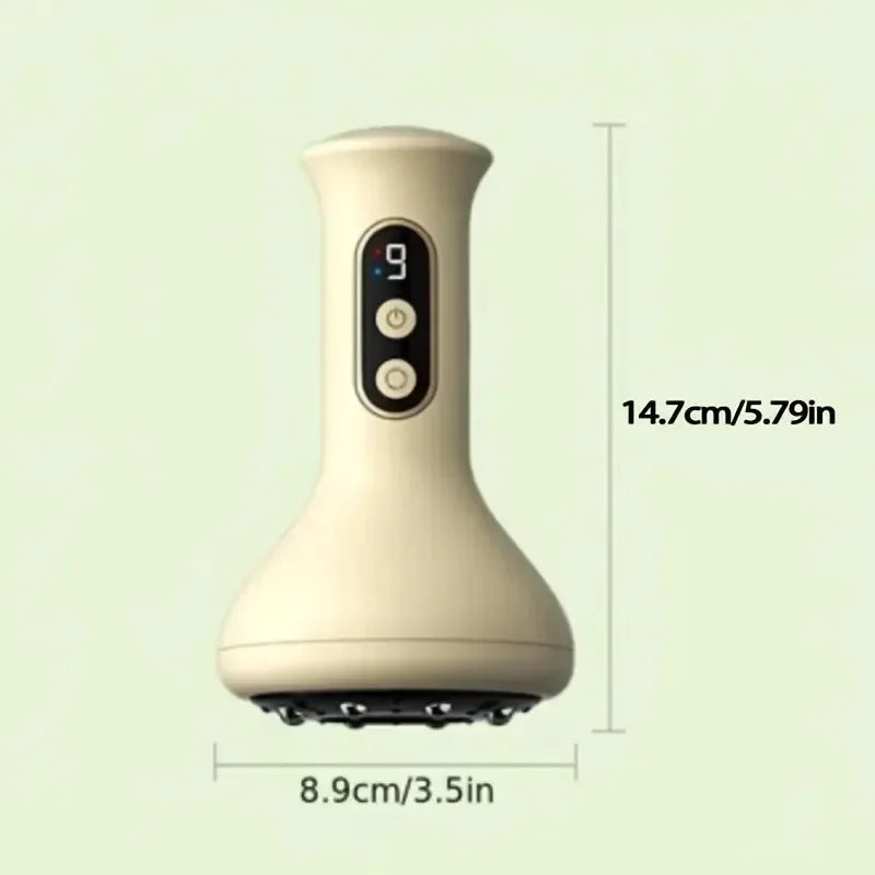 Massageador abdominal recarregável USB para compressa quente e intensidade ajustável de ventosas Guasha, massagem portátil para braços e pernas