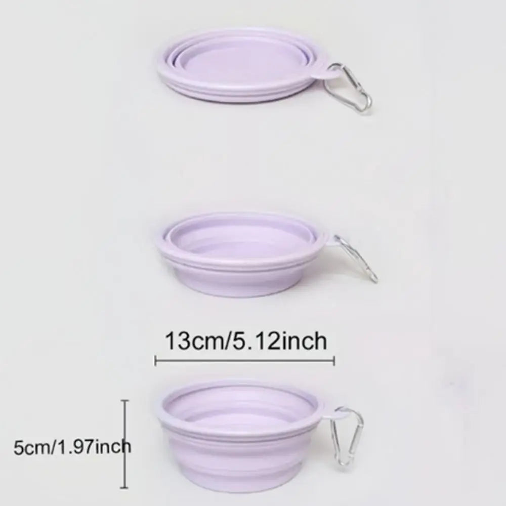 Tigela de macaron para animais de estimação 350ml TPE com padrão de desenho animado, tigela de alimentação para filhotes dobrável com furos para pendurar, tigela portátil para animais de estimação para cães e gatos