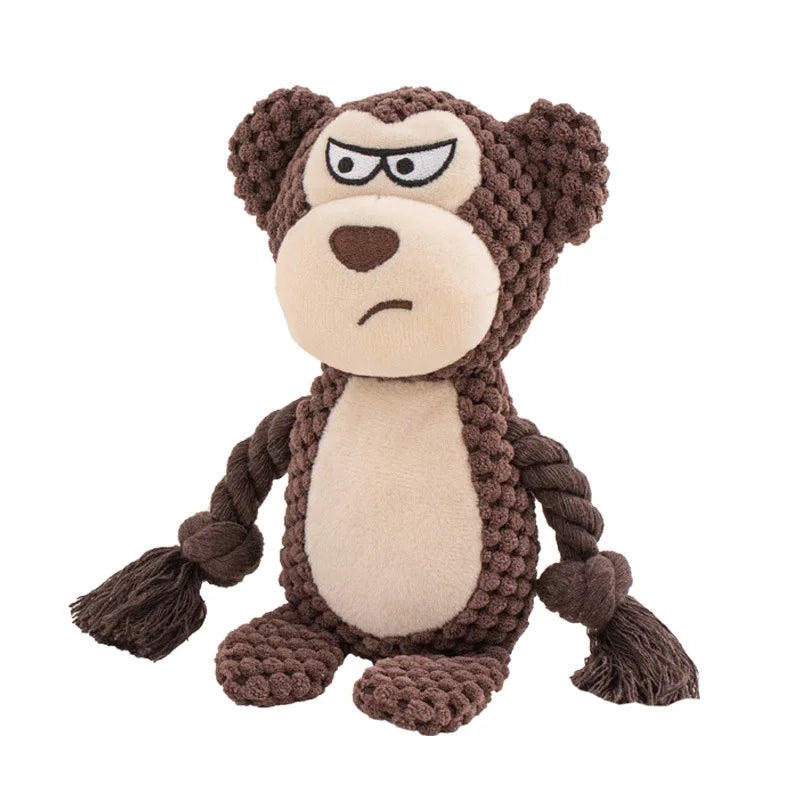 Brinquedos de pelúcia com corda que fazem barulho para cães: Raposa, Sapo, Porco, Animal, Puxador, Cordão de algodão resistente a mordidas - Treinamento interativo para vínculo de filhotes