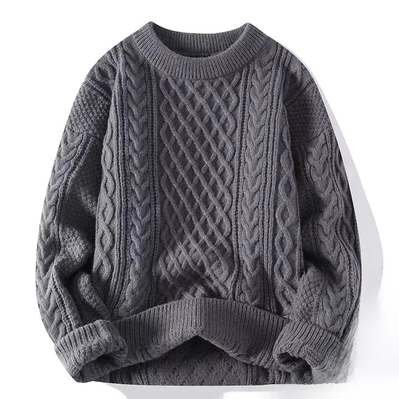 SuĂ©ter de malha da moda para homens, casual, gola redonda, quente, solto, pulĂŽver, aconchegante, macio, flexĂvel, moda outono inverno
