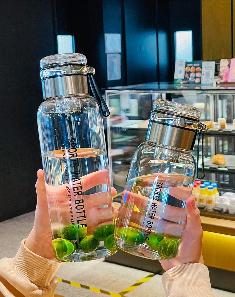 Garrafa de vidro grande de 2L para água, copo transparente para suco de leite, copo portátil à prova de vazamento para bebidas, chá, garrafa de vidro de 2L