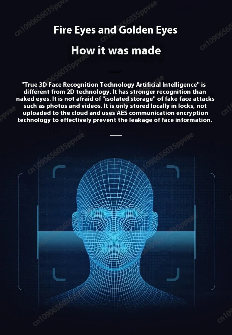 Fechadura de porta inteligente com reconhecimento facial 3D, anti-arrombamento e anti-arrombamento, totalmente automática, trava de impressão digital com senha, interfone, fechadura de porta inteligente