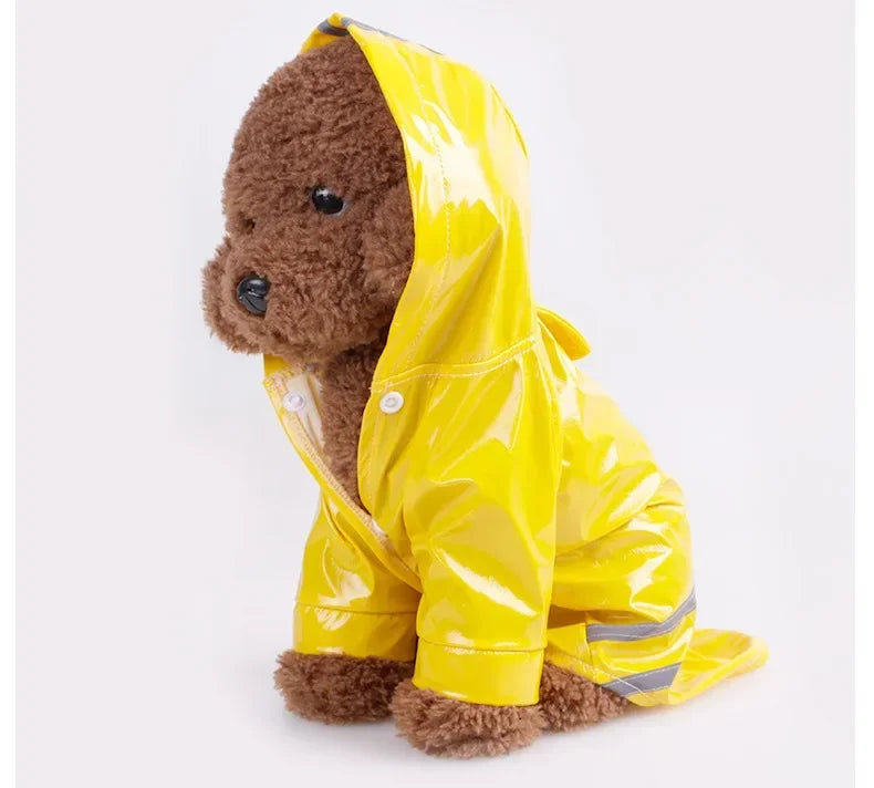 Capa de chuva impermeável para cachorros filhotes com capuz para cães pequenos Capa de chuva para animais de estimação com refletivo e furo para guia Roupas para cães ao ar livre no inverno