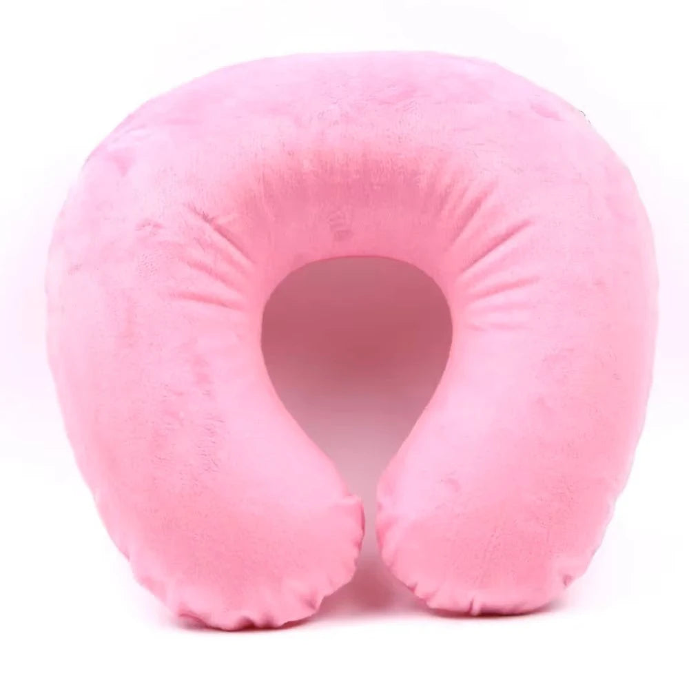 Travesseiro de viagem em formato de U, portátil, preguiçoso, inflável, suporte cervical, curto, pelúcia, itens essenciais para dormir no escritório