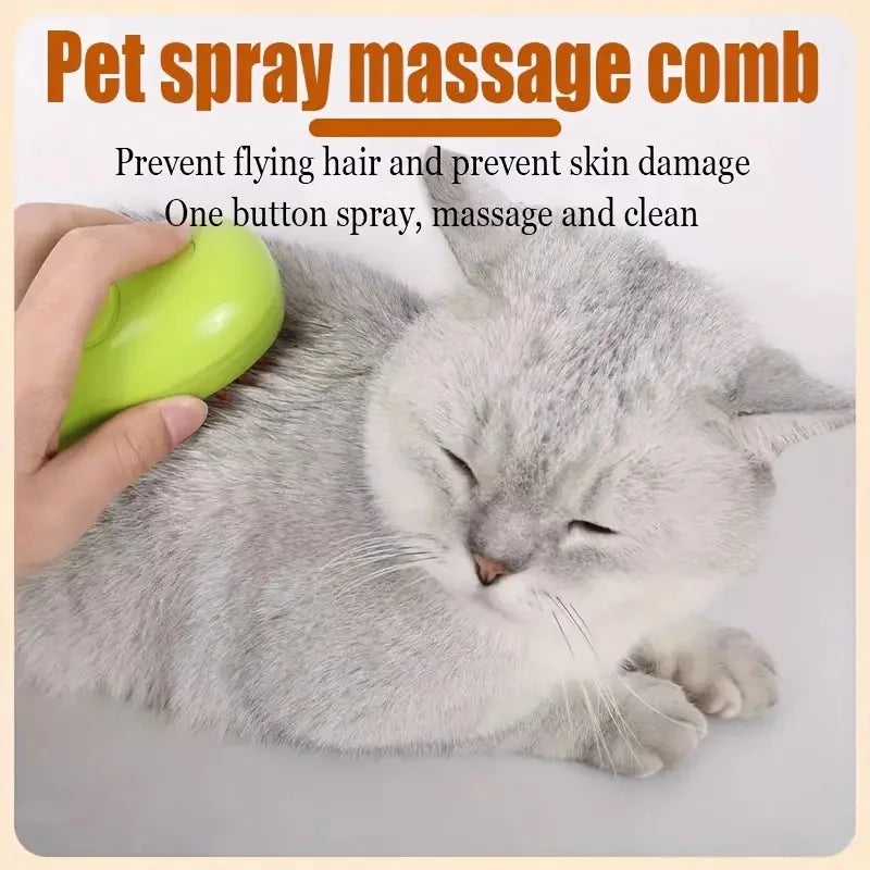 Escova elétrica para cães e gatos, escova vaporizadora 3 em 1 para massagem e tosa de animais de estimação, removendo pelos emaranhados e soltos