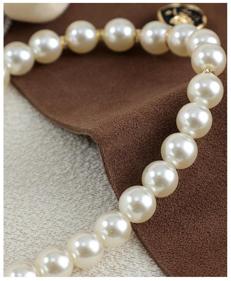 Pet Cat Collars Pearl Rose Pendant Necklace Cat Dog Pearl Collar Pet Pendant Cute High Beauty Retro Decoration Teddy Dog Collar